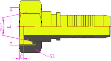 20511-T24׶OȦϵO-RING METRIC FEMALE 24 CONE  H.T.DIN3865
